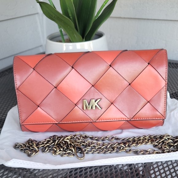 Michael Kors Red Woven Clutch Crossbody